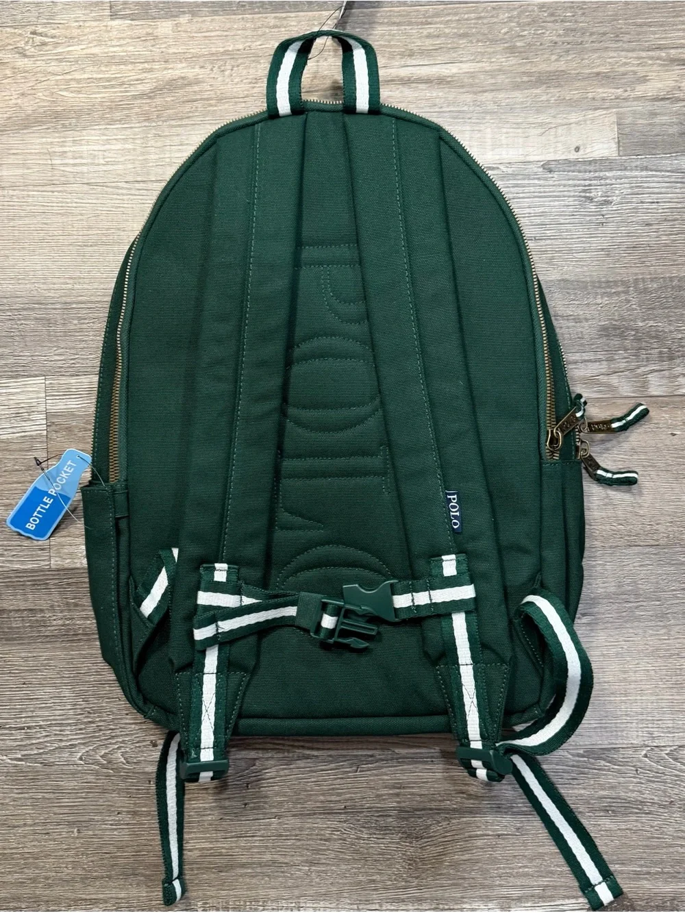 Ralph Lauren Dark Green Canvas Polo Backpack with Embroidered Patches